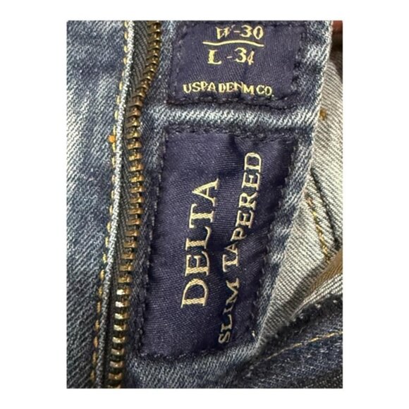 US Polo Assn Jeans Mens 30x34 Blue Delta Slim Tapered Denim Embroidered Logo - Picture 4 of 12